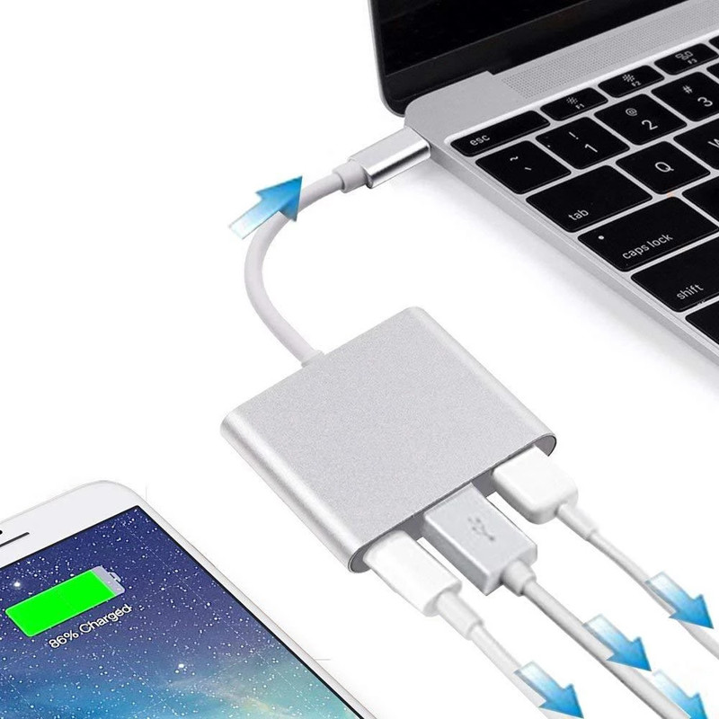 Compatible Mac Air Pro USB 3.1 Type C HDMI Hub Adapter FCC Approved