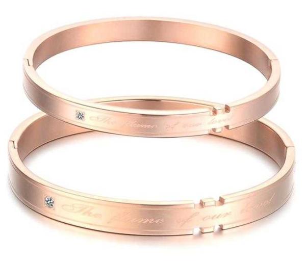 Tagor Jewellery Super Quality 316L Stainless Steel Couple Bracelet Bangle