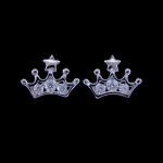 Imperial Crown Shape Silver Cubic Zirconia Earrings / Elegant Platinum Jewellery