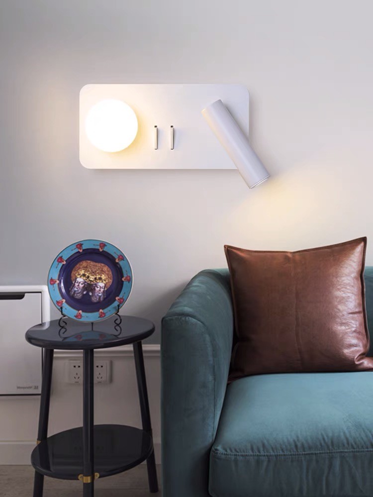 White Reading acrylic ball Wall Lamp 3W +5W Interior Bedroom Bedside Desk Wall Sconce Light Fixture For Indoor Hotel