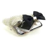 Female Party Dumpling Jewellery Woven Beige Leather Clutch Purse