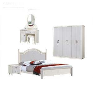 China MDF PU Real Wood European Style Bedroom Furniture Sets 2000mm wholesale