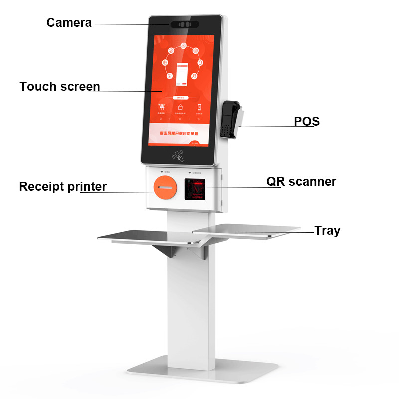 Self Service Ordering Checkout Kiosk 21.5 Inch Touch Printer Self Payment Kiosk For Restaurants Food Store