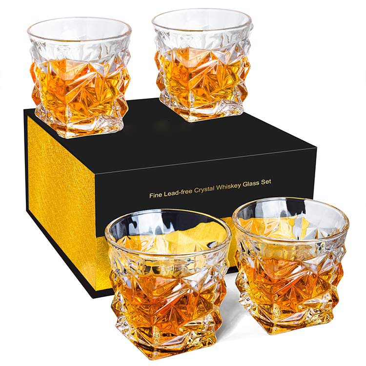 Stylish 185ml Crystal Whiskey Glass Set , Luxu Whiskey Glasses Heavy Weighted