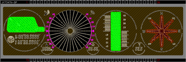 White Blue Backlight Monochrome LCD Screen VATN With Green Red Silk Printing
