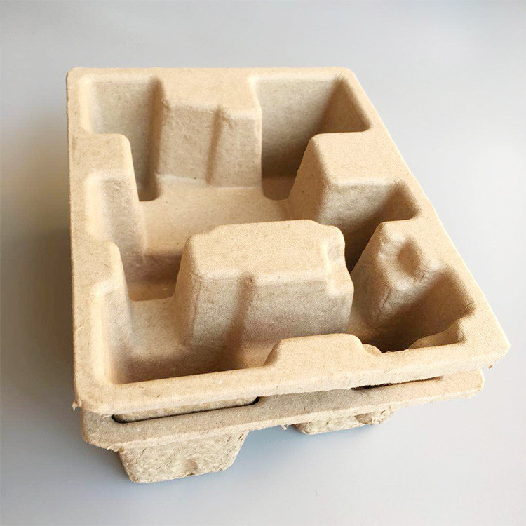 Biodegradable Brown Recycled Paper Fiber Molded Pulp Tray Package For Electronic