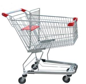China Unfolding Grocery Store Shopping Carts Four Swivel Wheels Zinc Plated wholesale