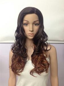 China Japanese Kanekalon Fiber Long Wavy Synthetic Wigs With Bangs For Women wholesale