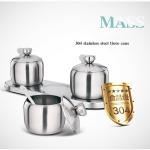 Kitchen Stainless Steel Cookwares Sugar Bowl With Clear Lid 3 Serving Spoons