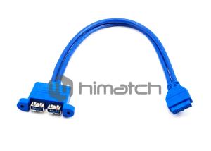 China High Flexible USB3 Vision Cable / USB 3.0 Twin Female Panel Mount To Wire Harness Cable wholesale