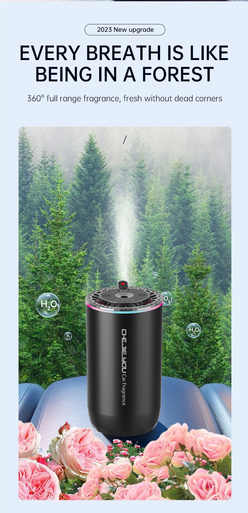 Type C Car Aroma Diffuser Led Light Essential Oil Diffuser 50ML Alloy Xk01b