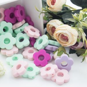 China Flower Holes Silicone Teething Bead 4.5cm For DIY Pacifier Clip Chew Necklace wholesale