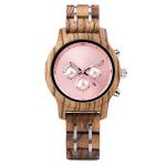 Chronograph 20mm Luxury Wood Watches SGS Wooden Skeleton Watch Date Function