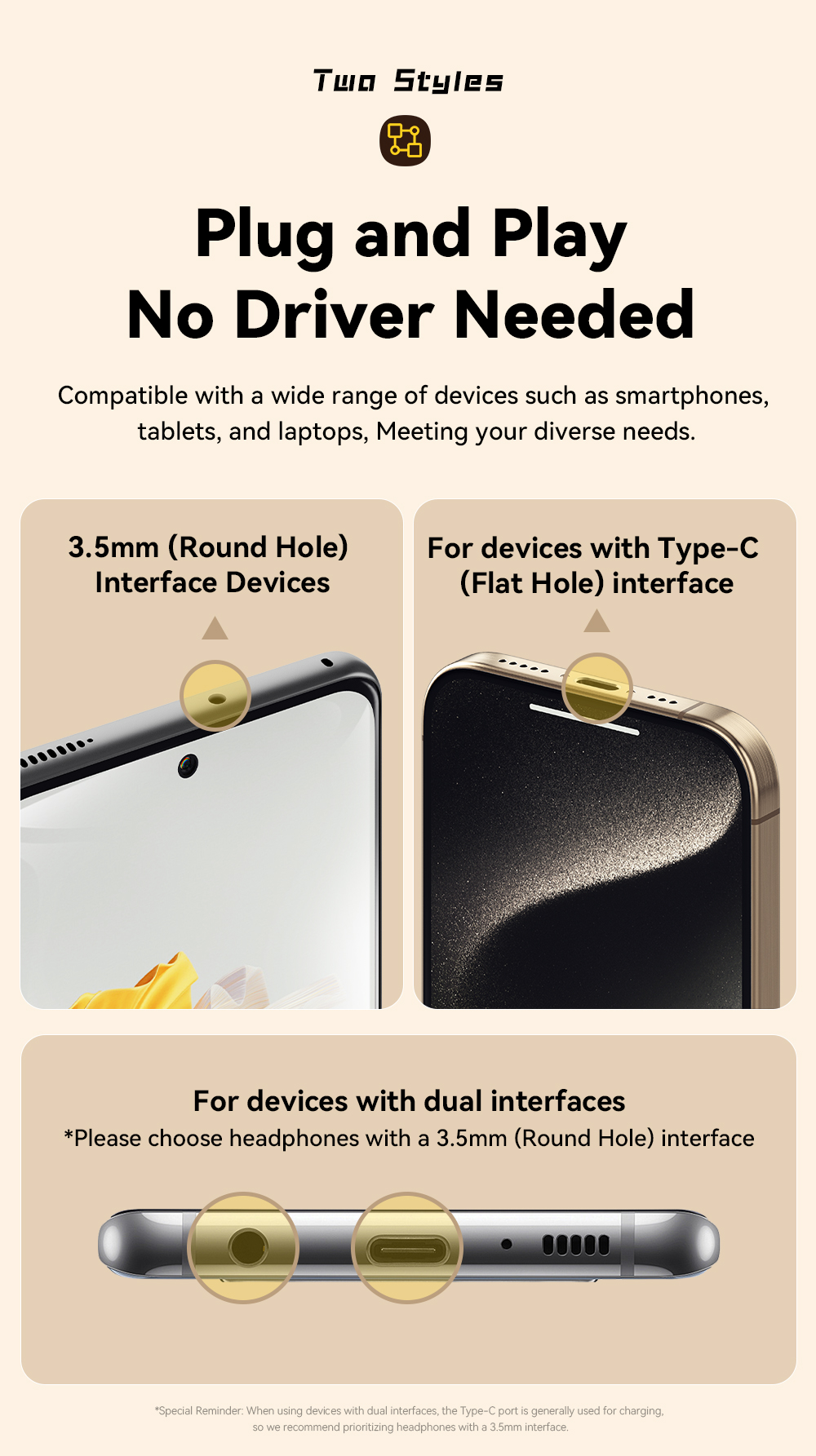 3.5mm Jack Aux USB Type C Earphone With HiFi Touch Control