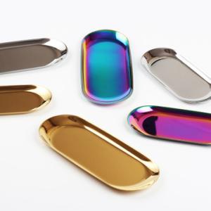 China Gold Elliptical Plate 180mm Length 112g Metal Jewelry Tray wholesale