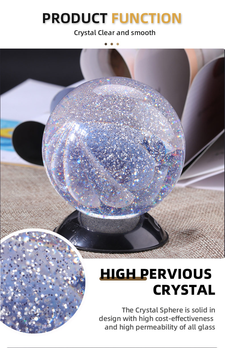 factory wholesale Decoration home glitter powder inside Acrylic Plastic resin crystal ball