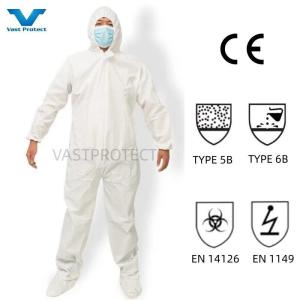 China 175*140cm Waterproof PP PE Type5 6 Cat3 White 60GSM Coverall for USA Market wholesale