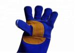 Blue Leather Welding Gloves , Industry Protective Working Safety Gloves