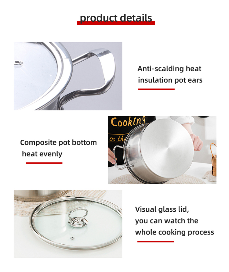 Mirror Polished Stock Pot Induction Soup Pot For Cooking