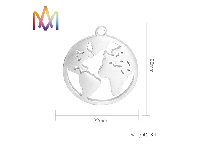 20x25mm Hollow Shaped Flat Globe Engraved Bracelet Charms