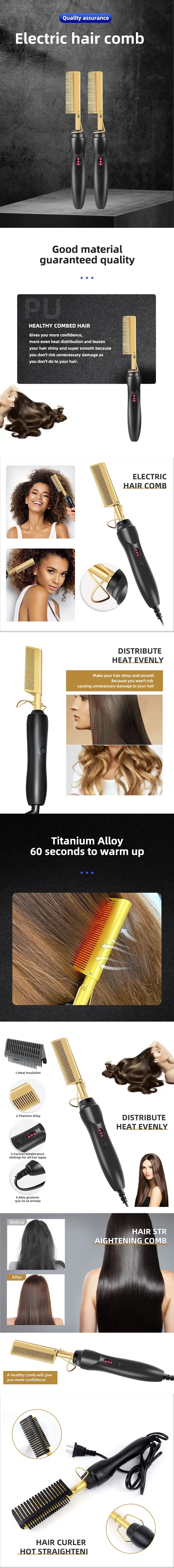 Curlin Private Label Fast Hair Straightener Pressing Electric Hot Comb - ABS Metal