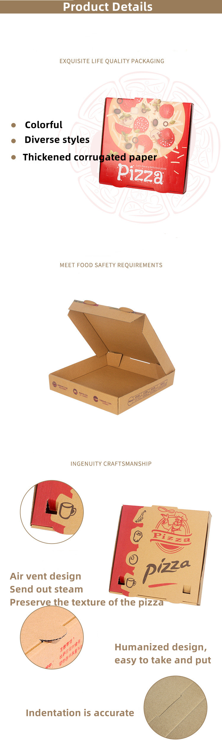 Food Grade Corrugated Cardboard Empty Small 8x8 Pizza Box For Party Favors