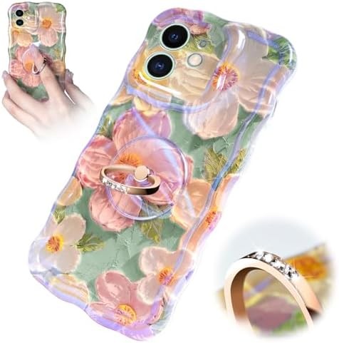iPhone 12 Pro Max case Ring, Oil Painting flower Colorful retro flower cute