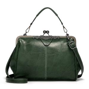 China Luxury Shoulder Green Retro Dumpling PU Leather Handbag wholesale