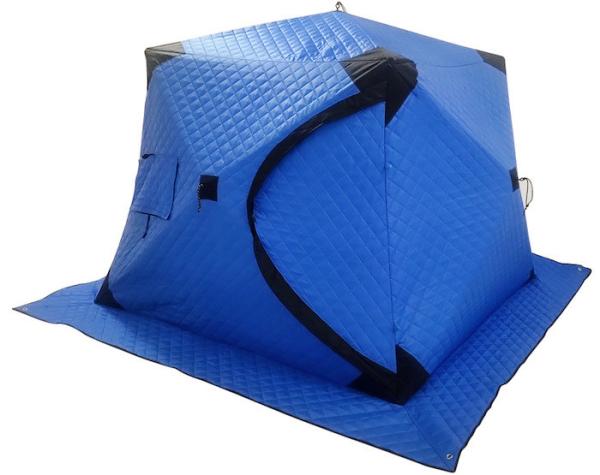 180X180X145CM Cotton Ice Fishing Pop Up Winter Shelter Blue Waterproof Coated