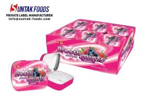 China Mix Berries Flavor Tin Box Candy , Sugarless Hard Sour Strawberry Candy wholesale