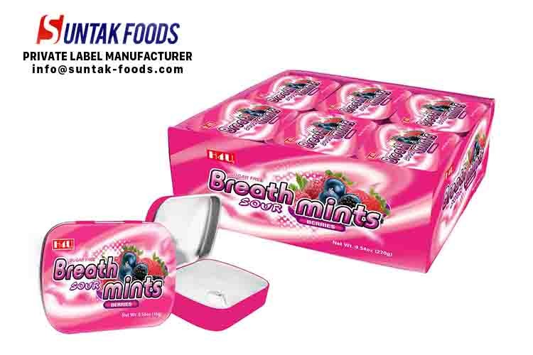 Mix Berries Flavor Tin Box Candy , Sugarless Hard Sour Strawberry Candy