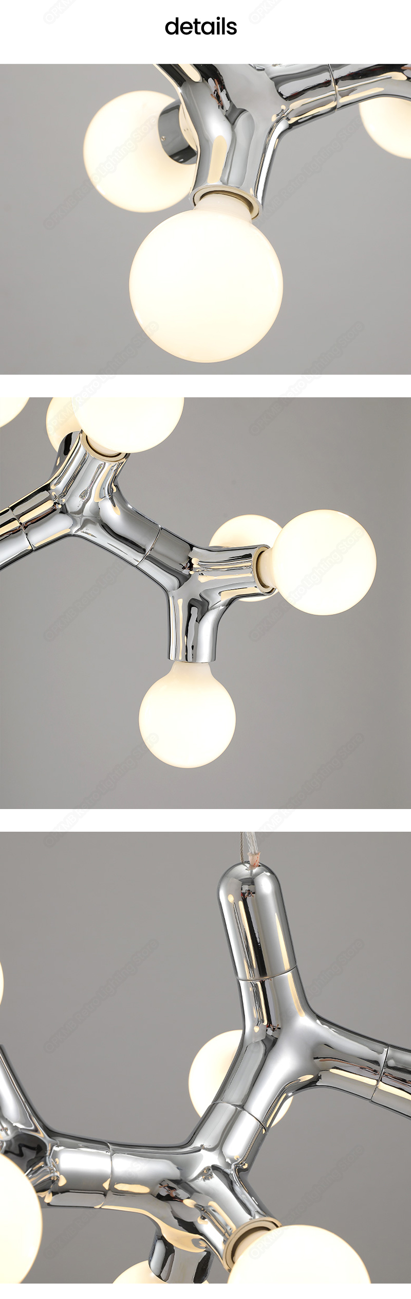Nordic Copper Chandelier For Dinning Room Modern Living Room Glass Chandelier(WH-MI-444)