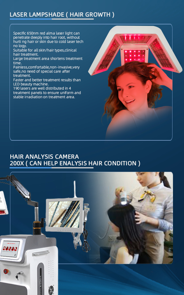 Q Switch 6pcs Pads LED PDT Machine Professional Hair Regrowth Machine