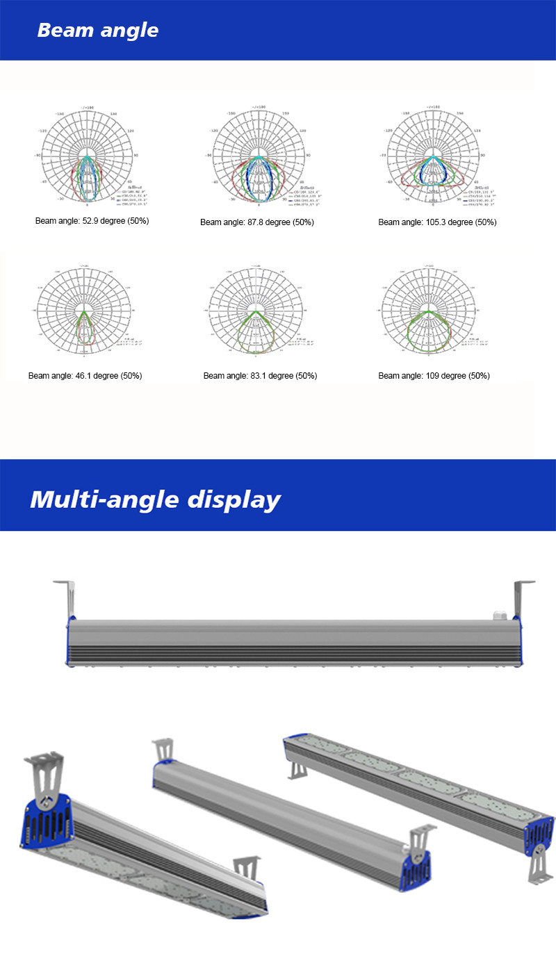 100w 150w 200w Ip65 Anti-gare Industrial Lamps Led Linear High Bay Light