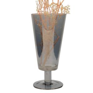 China Stemed Electroplated Grey Glass Candle Holder Centerpieces wholesale