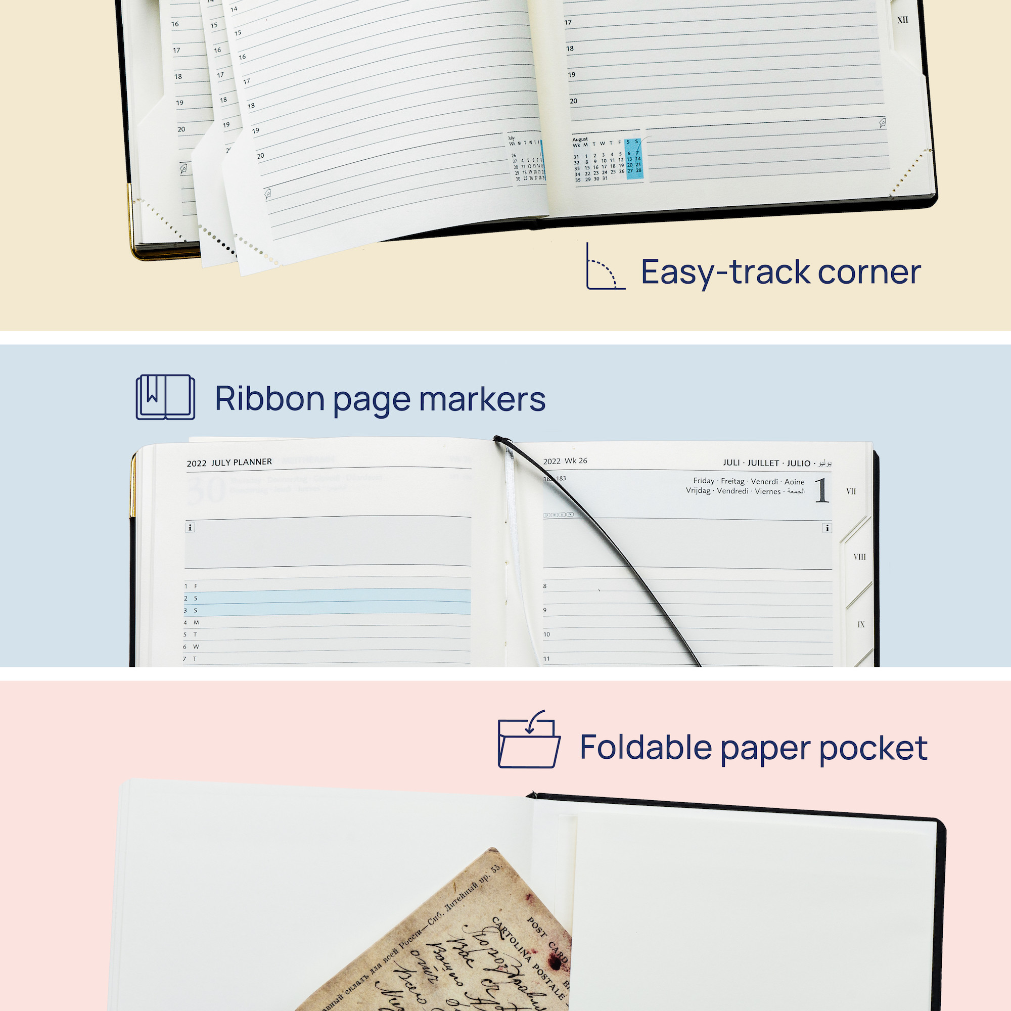 PU Hardcover One Page Per Day Planner 2023 With Medal Protected Edges
