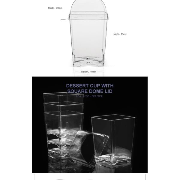 Europe-Pack hot sale food grade square dessert cup with PET lid