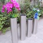 High barrel stainless steel artificial flower pot metal planter