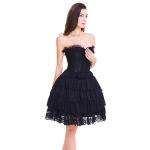 Women'S Lacing Corset Top Satin Floral Boned Overbust Body Shaper Bustier Dress