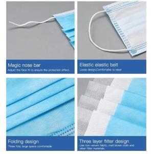 China Non Sterile 17.5*9.5cm 3 Ply Disposable Face Masks wholesale