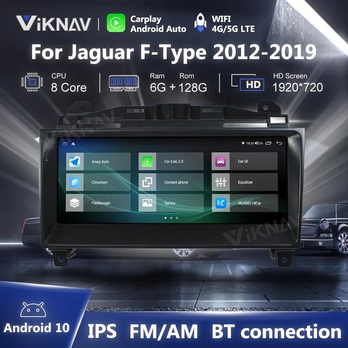 10.25 Inch 8 Core touch screen Car radio For 2012-2019 Jaguar F-Type Navigation Multimedia DVD Player Wireless Carplay