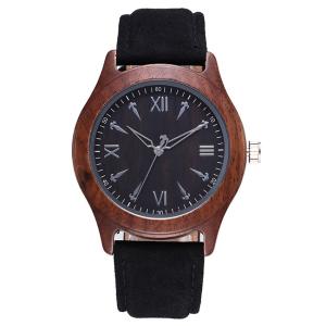 China Gents Wooden Wrist Watch 3ATM Water Resistant Wood Watch Leather Band wholesale