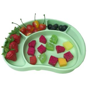 China Baby Tableware Feeding Plate Customized Shape Food Grade Green Divided wholesale