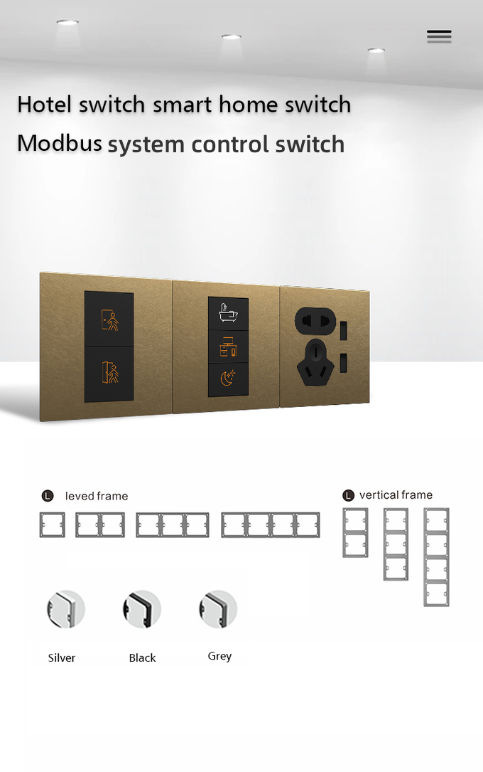 Controlling Lamp Metal Wall Switch RS485 Protocol 86mm Type Small Button Switch