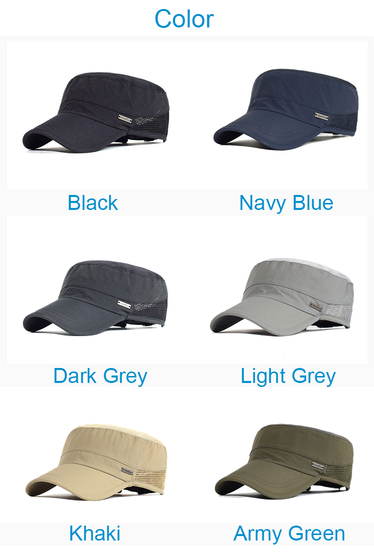 Outdoor Sport Quick Drying Military Cadet Cap Men Breathable Army Flat Top Hat