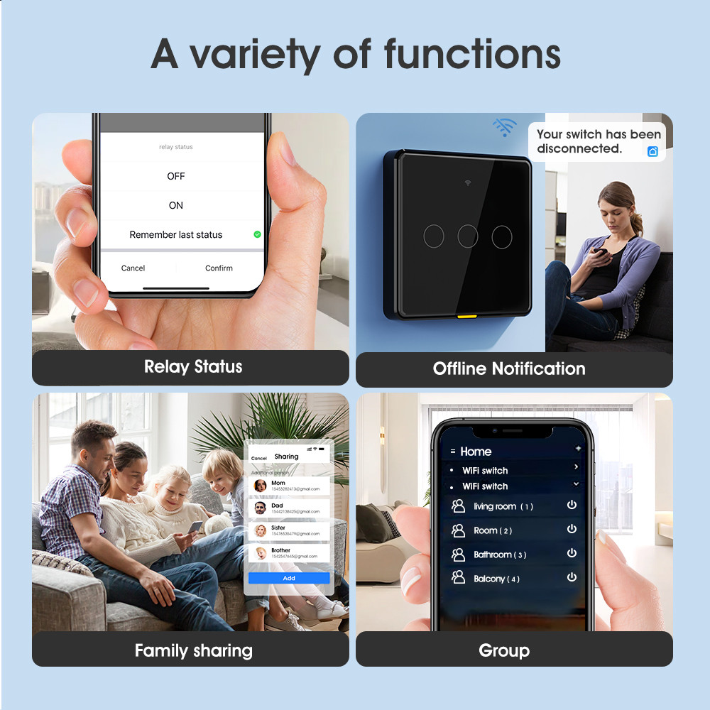Tuya Zigbee Smart Light Switch – No Neutral Wire, No Capacitor Needed, 100-250V, Voice & App Control, Alexa & Google Home Compatible, EU Touch Switch