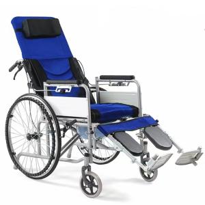 China Hospital Lightweight Collapsible Wheelchair Blue Orange Light Foldable Wheelchair wholesale
