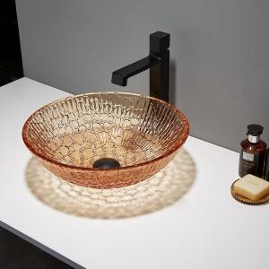 China Custom Glass Shallow Round Vessel Sink Large Modern Round Crystal wholesale