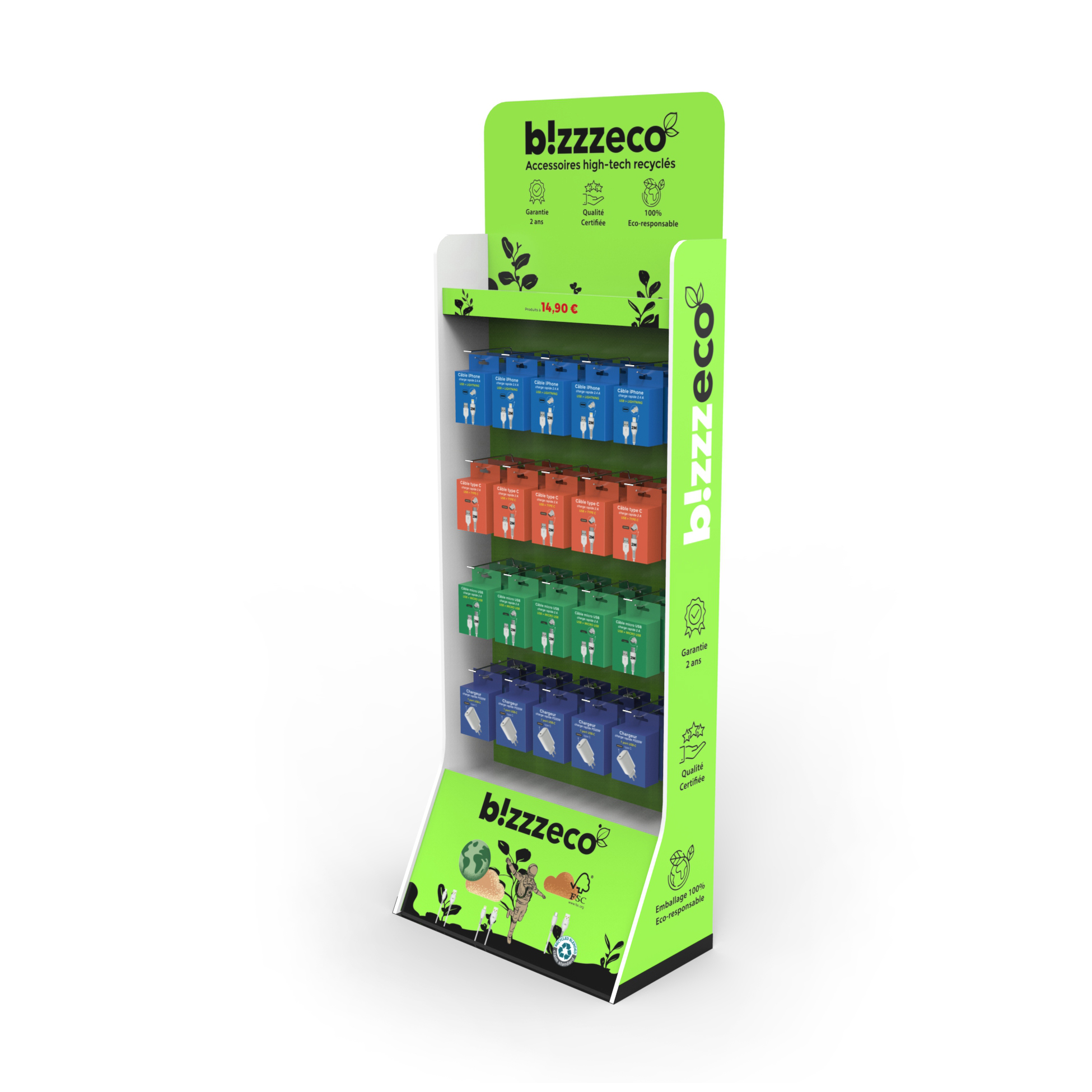 Pegboard PVC Display Rack Electric Accessary Floor Display Stands