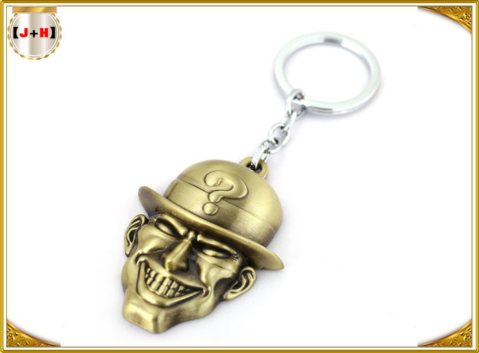 Personalized Small Metal Key Chain Rings For Collections Gifts Skull Shaped Brass Plating